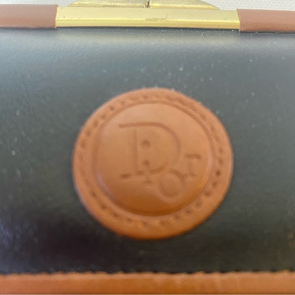 Vintage Dior Small Leather Black With Brown Trim Double Side Compact Wallet - Picture 3 of 14
